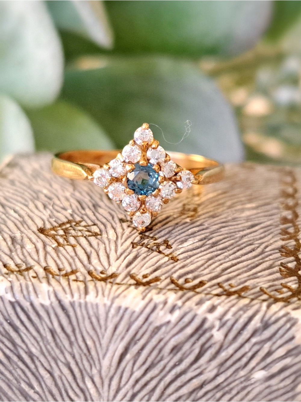 Vintage 9ct Gold, Topaz & Cubic Zirconia Ring, size 6.5